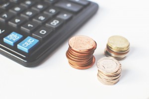 a calculator with pocket change