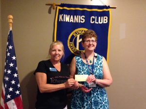 Shelley receives donation from Kiwanis Club