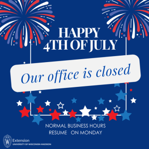 Office closed for 4th of July door sign