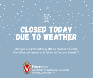 Extension Office Closed – March 16