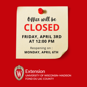 Extension Office Closing at 12pm on April 3rd